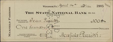 Lot #284 Maxfield Parrish Signed Check - Image 2