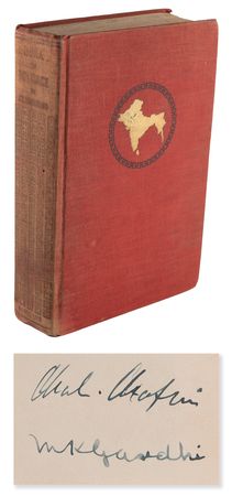 Lot #96 Mohandas Gandhi and Charlie Chaplin Signed Book - India in Bondage - Image 1