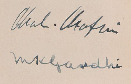 Lot #96 Mohandas Gandhi and Charlie Chaplin Signed Book - India in Bondage - Image 2