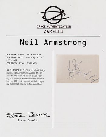 Lot #207 Neil Armstrong Signature - 