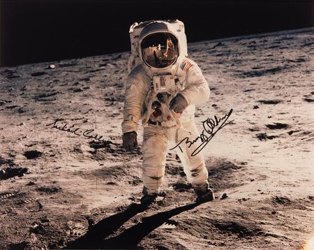 Lot #200 Buzz Aldrin and Michael Collins Signed Oversized Photograph - Image 1