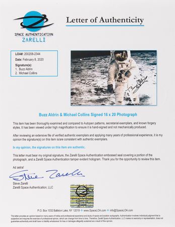 Lot #200 Buzz Aldrin and Michael Collins Signed Oversized Photograph - Image 4