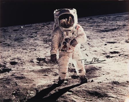 Lot #198 Buzz Aldrin Signed Oversized Photograph - Image 1