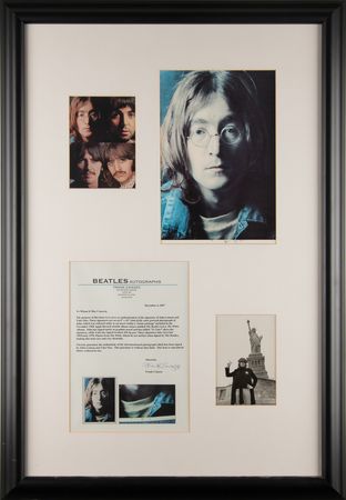 Lot #422 Beatles: Lennon and Ono Signed Photograph - Beatles 'White Album' Portrait Insert - Image 1