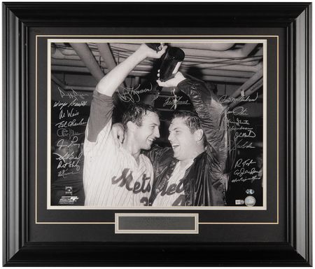 Lot #678 NY Mets 1969 Multi-Signed (20) Oversized Photograph - Image 1