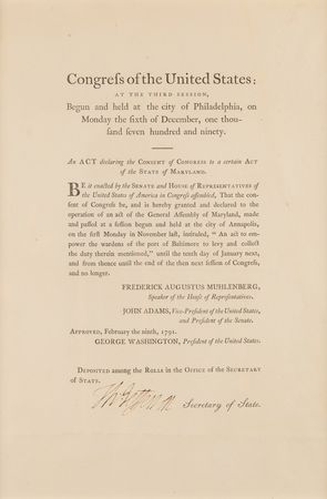 Lot #1 Thomas Jefferson Document Signed as Secretary of State - Act of Congress Permitting Maryland to Collect Baltimore Port Fees - Image 3