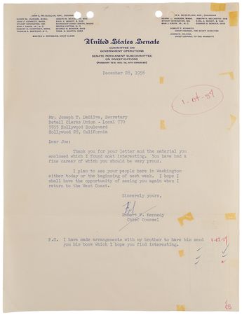 Lot #12 John F. Kennedy Signed Book (Profiles in Courage) and Robert F. Kennedy Typed Letter Signed - Image 6
