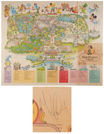 Lot #509 Michael Jackson Signed 'Magic Kingdom' Walt Disney World Map - Image 1