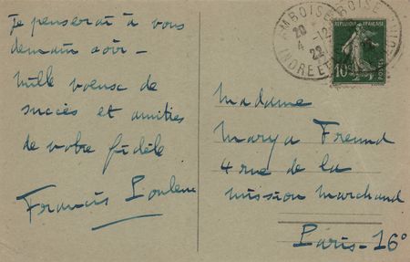 Lot #441 Francis Poulenc Autograph Letter Signed - Image 1