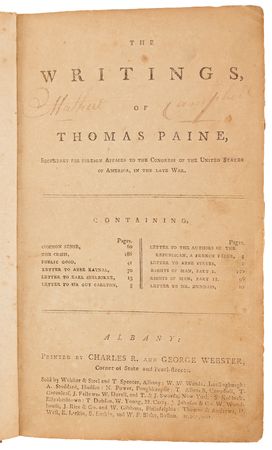 Lot #117 Thomas Paine: The Writings of Thomas Paine, with Common Sense, The Crisis, and Rights of Man (1792) - Image 2