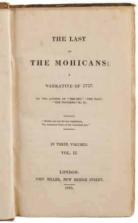 Lot #334 James Fenimore Cooper: The Last of the Mohicans; A Narrative of 1757 (First UK Edition) - Image 3