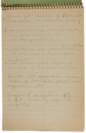 Lot #106 Richard E. Byrd's Handwritten Notes on J. Robert Oppenheimer, the Manhattan Project, and the Atomic Bombing of Japan - Image 1