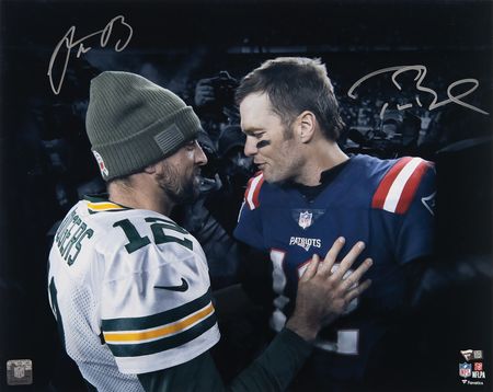 Lot #660 Tom Brady and Aaron Rogers Oversized Signed Photograph - Image 1