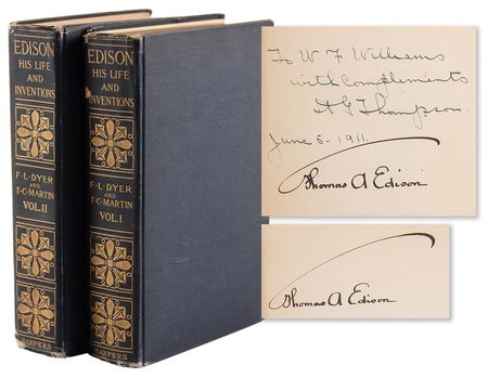 Lot #108 Thomas Edison Twice-Signed Book Set - Edison: His Life and Inventions - Image 1