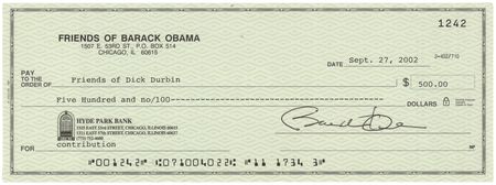 Lot #14 Barack Obama Signed Check - 'Friends of Barack Obama' - Image 1