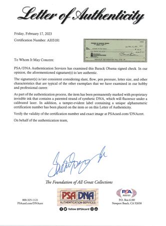 Lot #14 Barack Obama Signed Check - 'Friends of Barack Obama' - Image 2