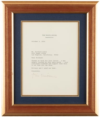 Lot #37 Bill Clinton Typed Letter Signed as President to Comedian Richard Lewis - Image 1