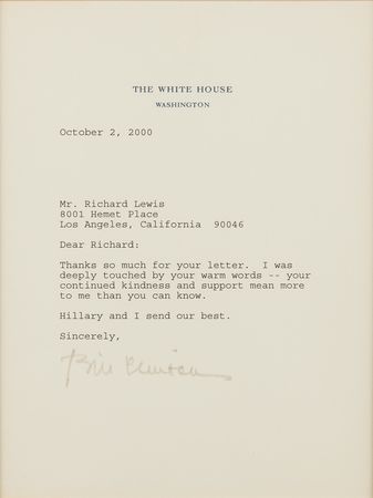Lot #37 Bill Clinton Typed Letter Signed as President to Comedian Richard Lewis - Image 2