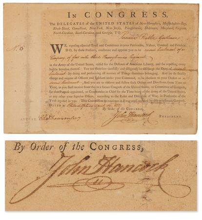 Lot #78 John Hancock Revolutionary War-Dated