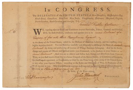 Lot #78 John Hancock Revolutionary War-Dated Document Signed, Appointing a Second Lieutenant in the Continental Army - Image 2