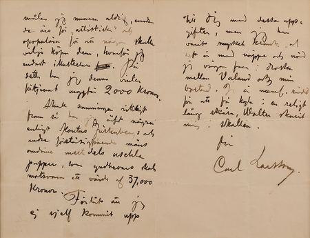 Lot #278 Carl Larsson Autograph Letter Signed - Image 2