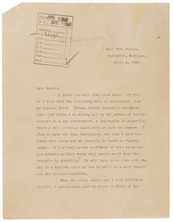 Lot #335 F. Scott Fitzgerald Typed Letter Signed to Literary Agent Harold Ober: 