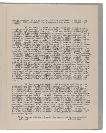 Lot #336 F. Scott Fitzgerald Document Signed - Fitzgerald's Last Movie Contract with Twentieth-Century Fox - Image 4