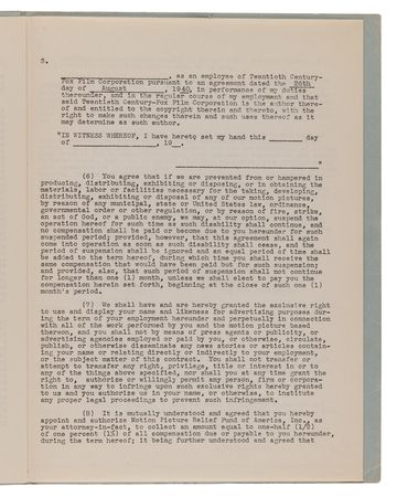 Lot #336 F. Scott Fitzgerald Document Signed - Fitzgerald's Last Movie Contract with Twentieth-Century Fox - Image 5