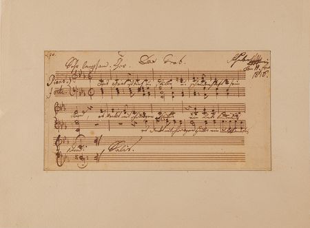 Lot #404 Franz Schubert Rare Autograph Musical Manuscript Signed for 'Das Grab,' D.377 - A 'Lost' Meditation on the Grave - Image 1