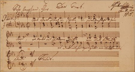 Lot #404 Franz Schubert Rare Autograph Musical Manuscript Signed for 'Das Grab,' D.377 - A 'Lost' Meditation on the Grave - Image 2
