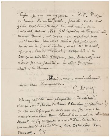 Lot #288 Paul Signac (3) Autograph Letters Signed,