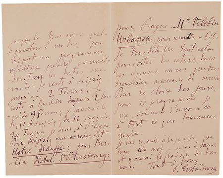 Lot #408 Pyotr Ilyich Tchaikovsky Autograph Letter Signed, Concerning Travel Arrangements for His First Conducting Tour of Western Europe - Image 2