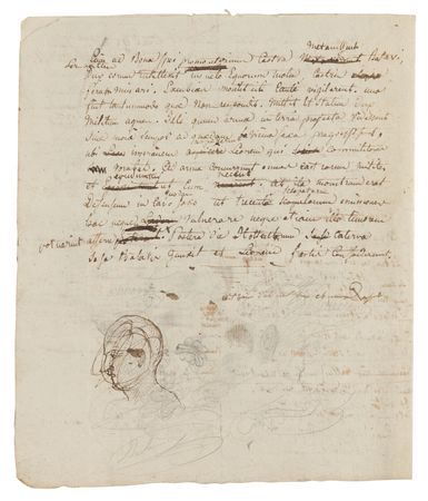 Lot #239 Eugene Delacroix Autograph Manuscript Signed with Sketches - Image 4