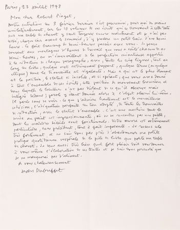 Lot #240 Jean Dubuffet (4) Letters Signed to Writer  Robert Pinget: 