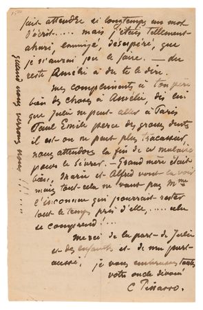 Lot #250 Camille Pissarro Autograph Letter Signed: 