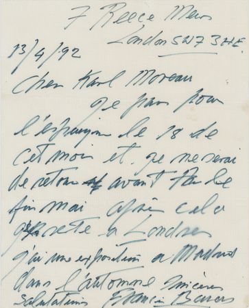 Lot #257 Francis Bacon Autograph Letter Signed: I