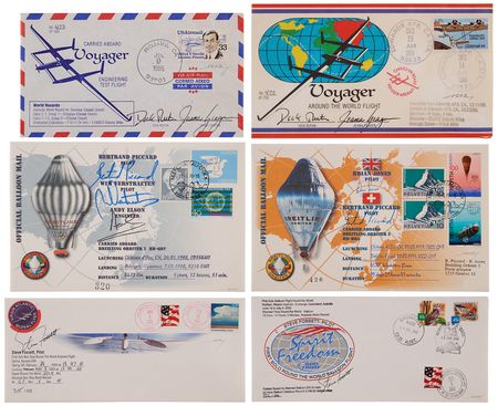 Lot #189 Aerial Circumnavigation Lot of (6) Flown Covers - Each Signed by the Record-Setting Pilot(s) - Image 1