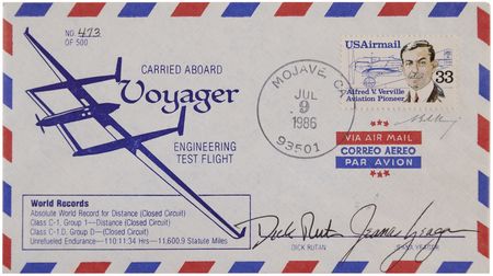 Lot #189 Aerial Circumnavigation Lot of (6) Flown Covers - Each Signed by the Record-Setting Pilot(s) - Image 2