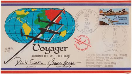 Lot #189 Aerial Circumnavigation Lot of (6) Flown Covers - Each Signed by the Record-Setting Pilot(s) - Image 3