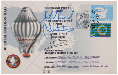 Lot #189 Aerial Circumnavigation Lot of (6) Flown Covers - Each Signed by the Record-Setting Pilot(s) - Image 4