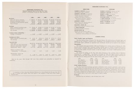 Lot #101 Warren Buffett and Charlie Munger Signed 1988 Berkshire Hathaway Annual Report - Image 7