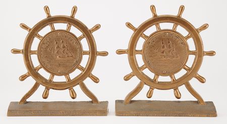 Lot #186 USS Constitution 1927 Restoration Relic (2) Bronze Bookends - Image 1