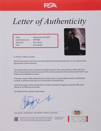 Lot #581 Tom Hanks Signed Photograph - Image 2