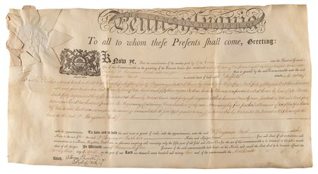 Lot #149 Thomas Mifflin Document Signed as Governor of Pennsylvania - Conveying a Land Grant to a Fellow Founding Father - 