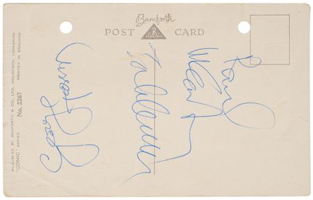 Lot #416 Beatles: John Lennon, Paul McCartney, and George Harrison Signed Postcard - Two Days Before the Death of Brian Epstein - Image 1