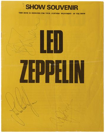 Lot #430 Led Zeppelin 1973 UK Winter Program Signed by Page, Plant, and Jones - Image 1