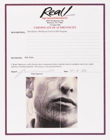 Lot #427 Bob Dylan Rare Signed 1964 London Concert Program - His 1st UK Appearance - Image 7
