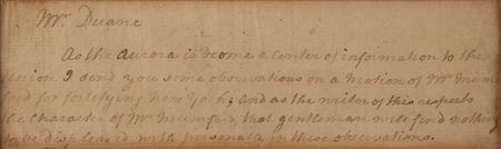 Lot #116 Thomas Paine Partial Autograph Letter on a Motion by Gouverneur Morris “for fortifying New York