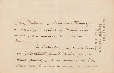 Lot #294 James Abbott McNeill Whistler Autograph Letter Signed - Image 1