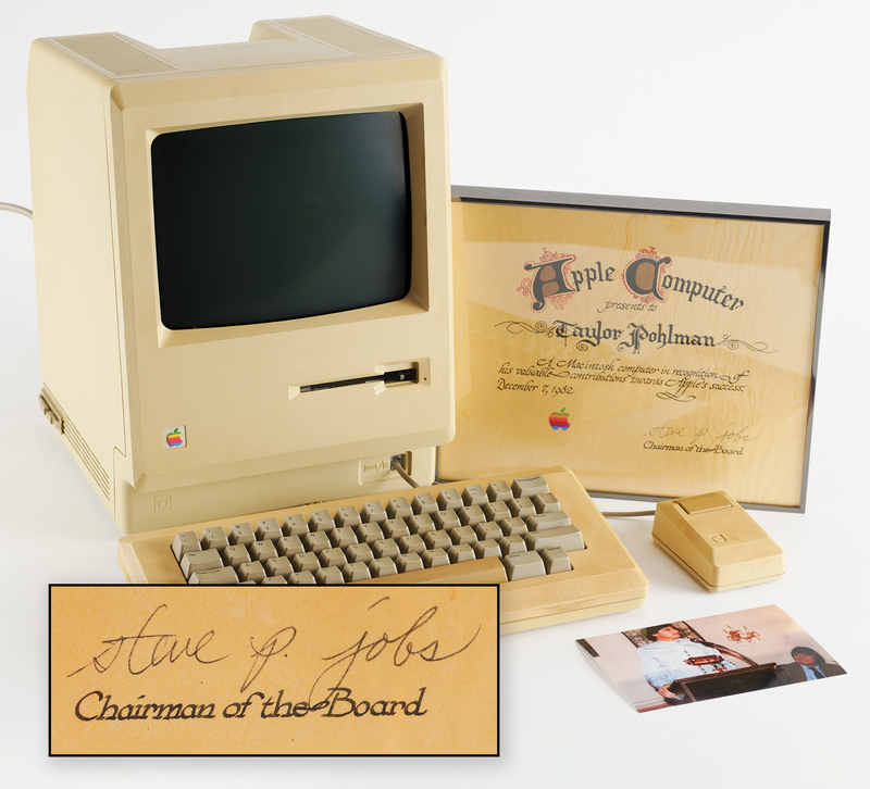 Lot 6021 Steve Jobs Signed 'Farewell Roast' Award Certificate (1982) with Original Apple Macintosh 128K Gift Computer
